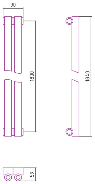 Полотенцесушитель Водяной Сунержа Эстет-0 (180х9) 2 секции Состаренная бронза 05-0331-1802